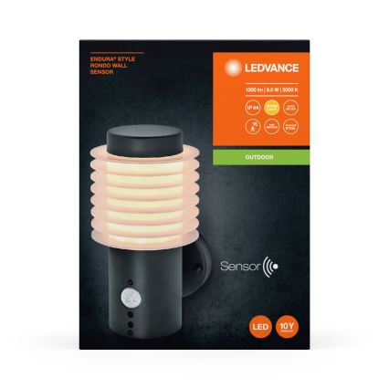 Ledvance - LED Wandlamp voor buiten met sensor ENDURA RONDO LED/9,5W/230V IP44 antraciet