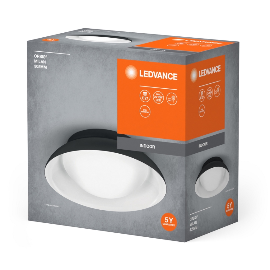 Ledvance - Plafondlamp ORBIS MILAN 2xE27/10W/230V zwart