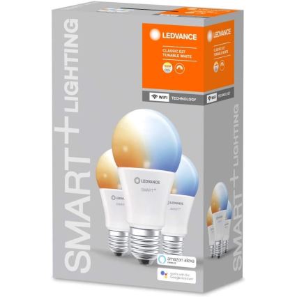 Ledvance - SET 3x LED Lamp dimbaar SMART + E27 / 9W / 230V 2.700K-6.500K Wi-Fi