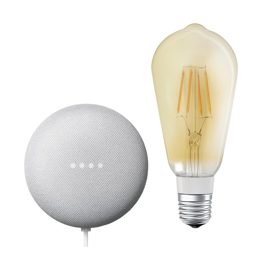 Ledvance - Slimme Luidspreker Google Nest Mini + LED Dimbare Lamp SMART+ E27/5,5W/230V