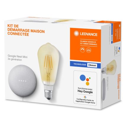 Ledvance - Slimme Luidspreker Google Nest Mini + LED Dimbare Lamp SMART+ E27/5,5W/230V