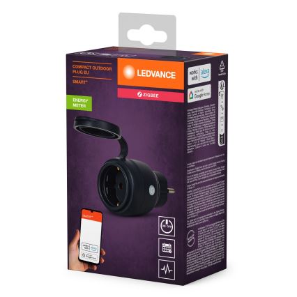 Ledvance - Smart buitenshuis stopcontact SMART+ 3680W/230V/Type F/SCHUKO 16A IP44 zwart