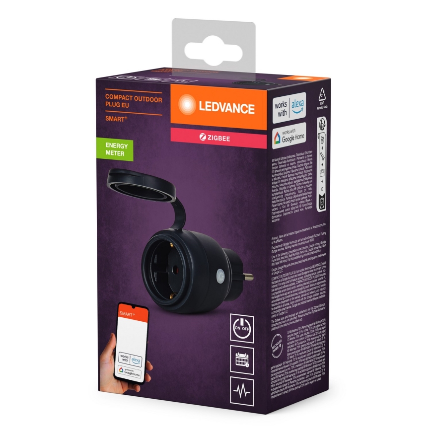 Ledvance - Smart buitenshuis stopcontact SMART+ 3680W/230V/Type F/SCHUKO 16A IP44 zwart