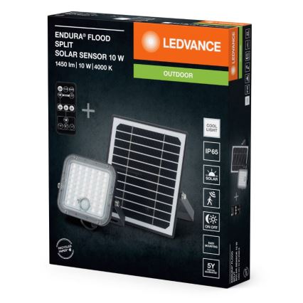Ledvance - LED Dimbaar zonne- Schijnwerper met sensor FLOOD SPLIT LED/10W/7,4V IP65 + afstandsbediening