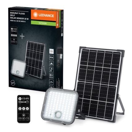 Ledvance - LED Dimbaar zonne- Schijnwerper met sensor FLOOD SPLIT LED/30W/6,4V IP65 + afstandsbediening