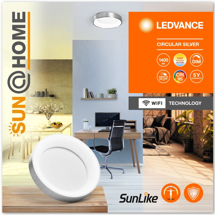 Ledvance LED dimbare plafondlamp SUN@HOME CIRCULAR LED/18,5W/230V Wi-Fi