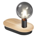 Ledvance - Touch-tafellamp met USB-aansluiting DECOR WOOD 1xE27/8W/230V rubberboom