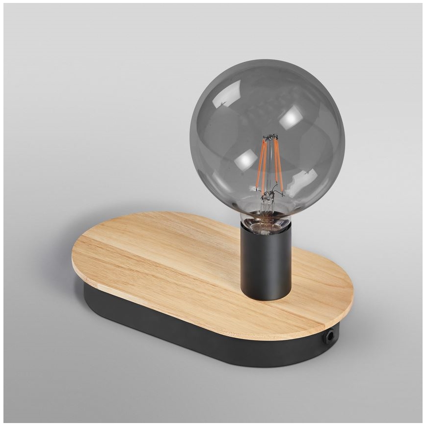 Ledvance - Touch tafellamp met USB connector DECOR WOOD 1xE27/8W/230V rubber vijg