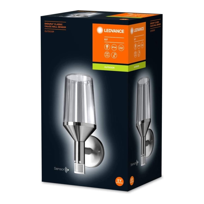 Ledvance - Wand Lamp voor Buiten met Sensor CALICE 1xE27/60W/230V IP44