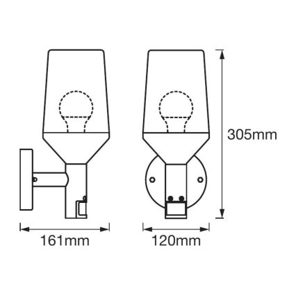 Ledvance - Wand Lamp voor Buiten met Sensor CALICE 1xE27/60W/230V IP44