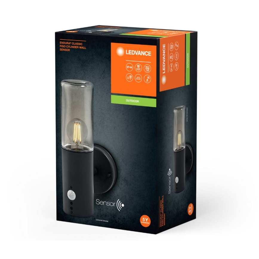 Ledvance - Wandlamp voor buiten met sensor FIGO CYLINDER 1xE27/20W/230V