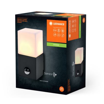 Ledvance - Wandlamp voor buiten met sensor FIGO SQUARE 1xE27/20W/230V