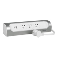 Legrand 049406 - Verlengsnoer 3-voudig Type E + USB-A + USB-C 1 m zilver/wit