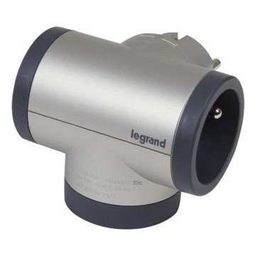 Legrand 049439 - Verdeelstekker roterend 2Z Type E, F + USB-A + USB-C zilver/zwart
