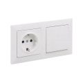 Legrand - 1-polige schakelaar nr. 1 en SCHUKO-wandcontactdoos met afdekraam SUNO 250V wit