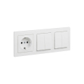 Legrand - 2x Dubbele serie-schakelaar nr. 5 en huishoudelijke SCHUKO-wandcontactdoos met afdekraam SUNO 250V wit