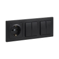 Legrand - 2x Dubbele serieschakelaar č. 5 en wandcontactdoos SCHUKO met frame SUNO 250V zwart