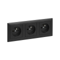 Legrand - 3-voudige wandcontactdoos voor huishoudelijk gebruik met afdekraam SUNO 250V zwart