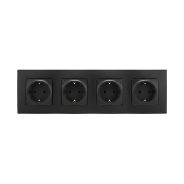 Legrand - 4-voudig SCHUKO stopcontact met NILOE afdekraam 250V zwart