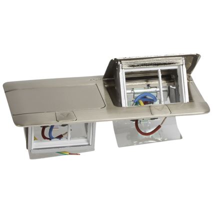Legrand 54023 - Frame voor bureau-stopcontact POP-UP 2x4M RVS