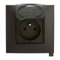 Legrand - Buitenwandcontactdoos (huishoudelijk) met afdekraam NILOE 250V IP44 zwart