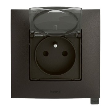Legrand - Buitenwandcontactdoos (huishoudelijk) met afdekraam NILOE 250V IP44 zwart
