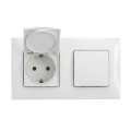 Legrand - Buitenwandcontactdoos voor huishoudelijk gebruik en eenpolige schakelaar nr. 1 met NILOE-afdekraam 250V IP44 wit
