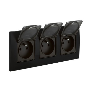 Legrand - Driedubbele buitenwandcontactdoos NILOE 250V IP44 zwart