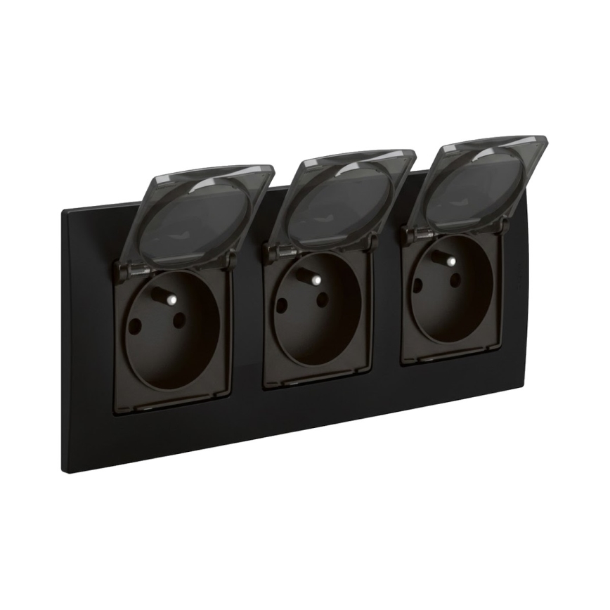 Legrand - Driedubbele buitenwandcontactdoos NILOE 250V IP44 zwart