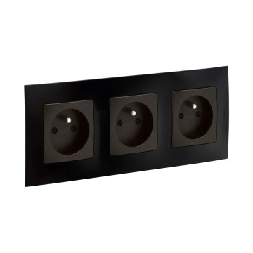 Legrand - Drievoudig huishoudelijk stopcontact met afdekraam NILOE 250V zwart