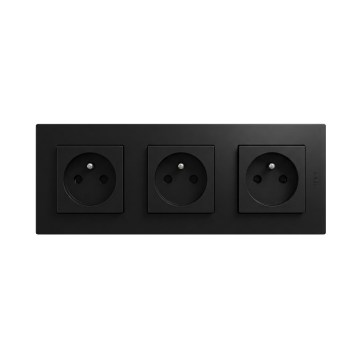 Legrand - Drievoudig huishoudelijk stopcontact met afdekraam NILOE STEP 250V zwart