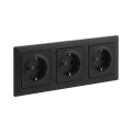 Legrand - Drievoudig SCHUKO-stopcontact voor huishoudelijk gebruik met afdekraam SUNO 250V zwart