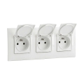 Legrand - Drievoudige buitenwandcontactdoos voor huishoudelijk gebruik met afdekraam NILOE 250V IP44 wit