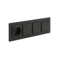 Legrand - drievoudige eenpolige schakelaar nr. 1 en huishoudelijk SCHUKO-stopcontact met afdekraam NILOE STEP 250V zwart