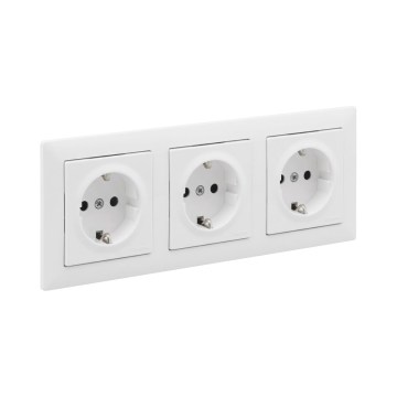Legrand - Drievoudige SCHUKO-wandcontactdoos met afdekraam SUNO 250V wit