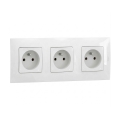 Legrand - Drievoudige wandcontactdoos met afdekraam NILOE 250V wit