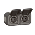 Legrand - Dubbel buitenstopcontact 250V/16A PLEXO IP55 antraciet