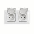 Legrand - Dubbel buitenstopcontact met afdekraam NILOE 250V IP44 wit