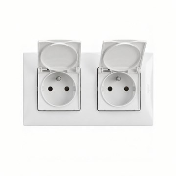 Legrand - Dubbel buitenstopcontact met afdekraam NILOE 250V IP44 wit
