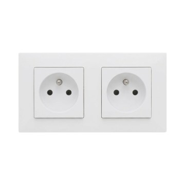 Legrand - Dubbel wandcontactdoos met afdekraam NILOE STEP 250V wit