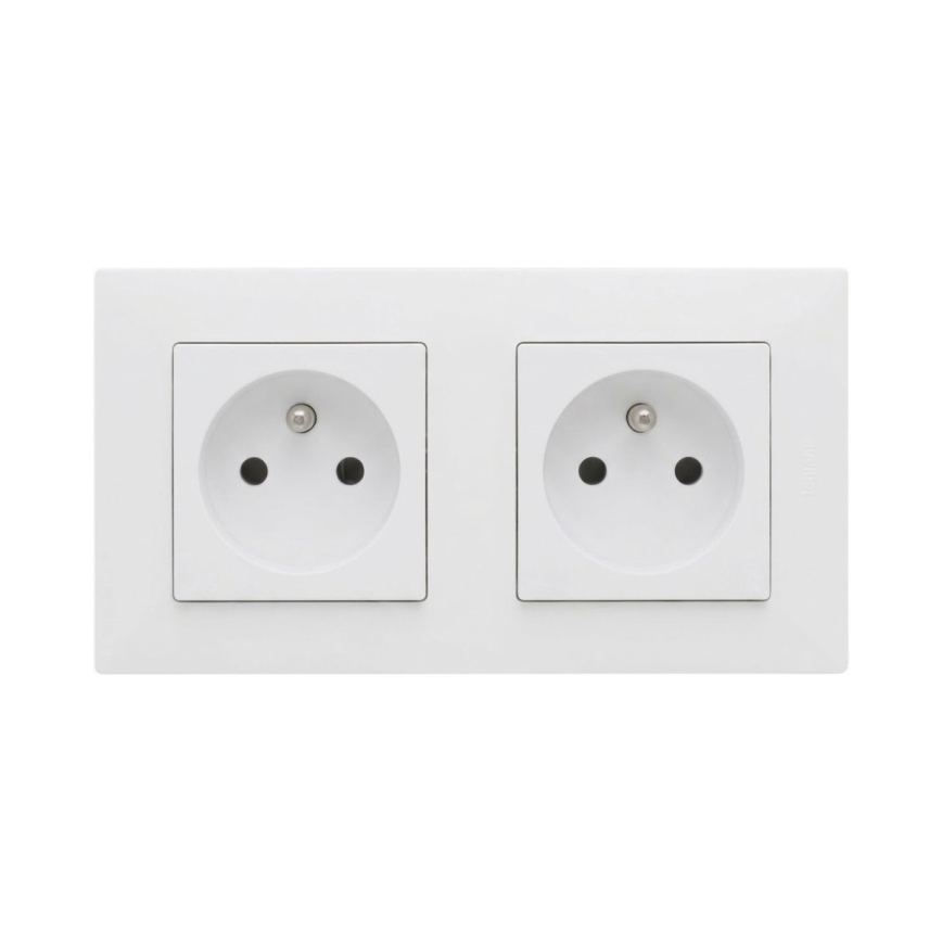 Legrand - Dubbel wandcontactdoos met afdekraam NILOE STEP 250V wit