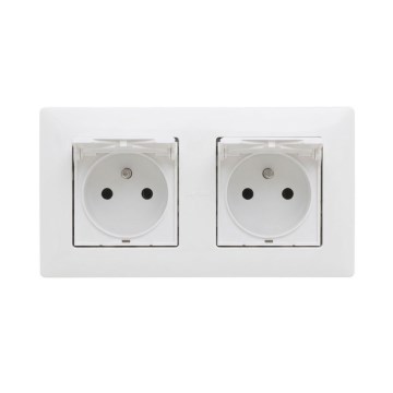 Legrand - Dubbele buitenwandcontactdoos met afdekraam NILOE STEP 250V IP44 wit