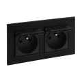 Legrand - Dubbele buitenwandcontactdoos met afdekraam NILOE STEP 250V IP44 zwart