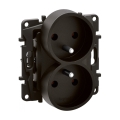 Legrand - Dubbele huishoudelijke wandcontactdoos zonder afdekraam 250V/16A NILOE zwart