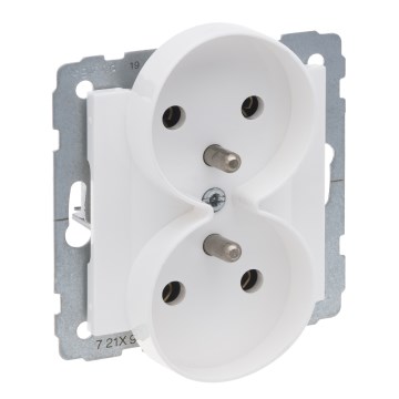 Legrand - Dubbele huishoudelijke wandcontactdoos zonder afdekraam 250V/16A SUNO wit