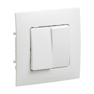 Legrand - Dubbele schakelaar nr. 5 met afdekraam NILOE wit