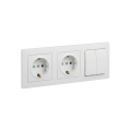 Legrand - Dubbele SCHUKO-wandcontactdoos en dubbele serieschakelaar nr. 5 met afdekraam SUNO 250V wit
