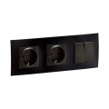 Legrand - Dubbele SCHUKO-wandcontactdoos en dubbele serieschakelaar nr. 5 met frame NILOE 250V wit