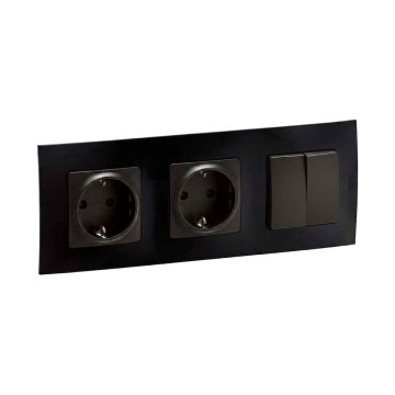 Legrand - Dubbele SCHUKO-wandcontactdoos en dubbele serieschakelaar nr. 5 met frame NILOE 250V wit