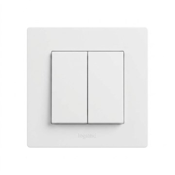 Legrand - Dubbele serieschakelaar nr. 5 met afdekraam NILOE STEP wit